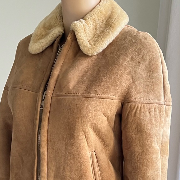 Sawyer of Napa Vintage Women's Suede Shearling Wool Bomber Made in USA Size 8 - Picture 4 of 16